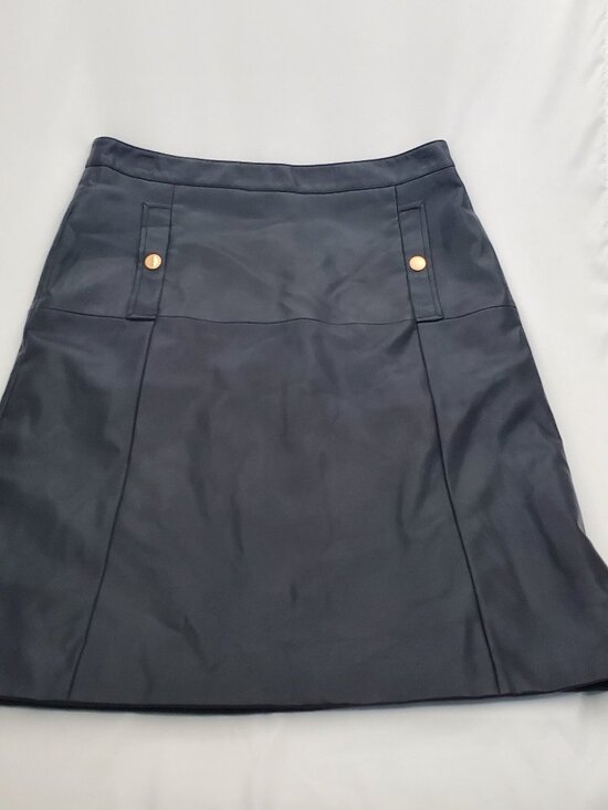 Liz Claiborne Career Faux Leather A-Line Skirt with Gold Accents - 14 - Picture 2 of 6